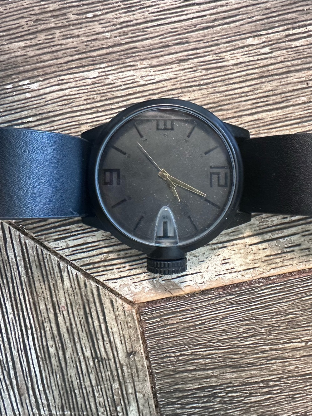 Aldo Black Men’s Minimalist Watch with Gold Hands